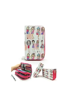 Kalem Kutusu Model Kızlar Moda Fashion Kawai Organizer Kalemkutu Vegan Deri Üç Bölmeli Kalemlik Beyaz - Çok Renkli Kalem Kutusu Model Kızlar Moda Fashion Kawai Organizer Kalemkutu Vegan Deri Üç Bölmeli Kalemlik Beyaz - Çok Renkli