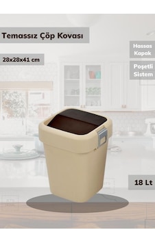 Çöp Kovası Bas Çek Mutfak Banyo Çöp Kutusu Bej 18 Litre Çöp Kovası Bas Çek Mutfak Banyo Çöp Kutusu Bej 18 Litre