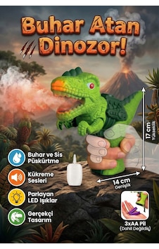 Dinozor Su Tabancası Işıklı, Kükreme Sesli Ve Buhar Atan Oyuncak