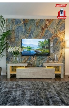 Burc Ledli Tv Ünitesi 200 Cm Traverten Burc Ledli Tv Ünitesi 200 Cm Traverten