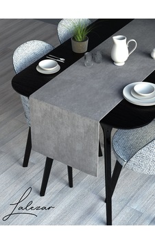 Kadife Efektli Taş Grisi Rengi Aura Serisi Runner 40 X 140 Taş Grisi