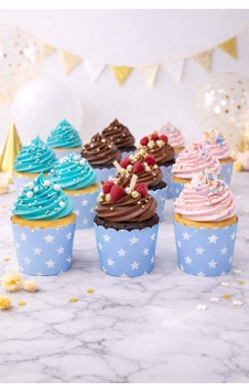 Mavi Yıldız Desenli Cupcake Kek Kapsülü 25 Li Paket Erkek Bebek Doğum Günü Muffin Kapsülü Mavi Yıldız Desenli Cupcake Kek Kapsülü 25 Li Paket Erkek Bebek Doğum Günü Muffin Kapsülü