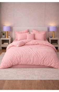More Home Çift Kişilik Nevresim Lastikli Çarşaf Takımı Pembe