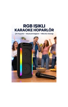Rgb Işıklı Çift Hoparlörlü Taşınabilir Bluetooth Speaker Ve Mikrofon Yeni Ne - Hs08372823-8