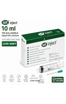 Set İnject Tıpset 10ml 3 Parça Yeşil Uçlu Enjektör1200 Adet Set İnject Tıpset 10ml 3 Parça Yeşil Uçlu Enjektör1200 Adet