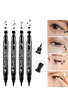 Lesvip's Çift Taraflı Ay + Çiçek + Kalp + Yıldız Damgalı Eyeliner 4'lü