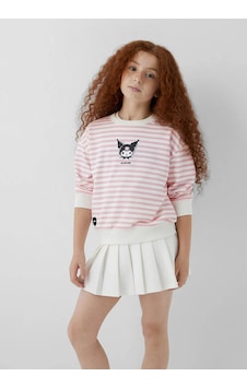 Mavi Kuromi Baskılı Çizgili Pembe Kız Çocuk Sweatshirt M7s10201-91630 Mavi Kuromi Baskılı Çizgili Pembe Kız Çocuk Sweatshirt M7s10201-91630