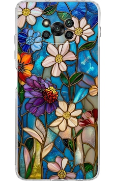 Printify Poco X3 Nfc İle Uyumlu Vitray Mavi Bahar Tasarımlı Şeffaf Silikon Kılıf Şeffaf Printify Poco X3 Nfc İle Uyumlu Vitray Mavi Bahar Tasarımlı Şeffaf Silikon Kılıf Şeffaf