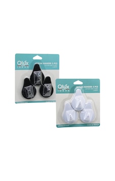 3pcs Lılyum Askı Siyah - Beyaz Plastik Yapışkanlı Montaj 5324 50cm