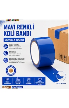 Renkli Mavi Koli Bandı 45x100 Metre 6 Adet E406b Renkli Mavi Koli Bandı 45x100 Metre 6 Adet E406b
