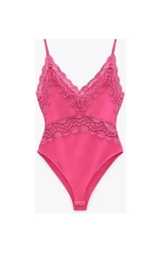Arba Body Çıtçıtlı İnce Askılı Dantel Detaylı Pembe Pembe