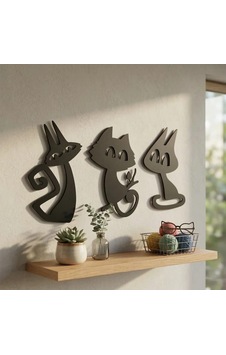 3 Lü Dekoratif Kedi Duvar Tablosu Mdf Lazer Kesim Modern Duvar Süsü Minimal Kedi Figürlü Dekor Açık Gri - Gümüş 3 Lü Dekoratif Kedi Duvar Tablosu Mdf Lazer Kesim Modern Duvar Süsü Minimal Kedi Figürlü Dekor Açık Gri - Gümüş