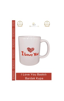 Bardak Porselen Sevgililer Günü Hediyelik Toptan Şık Tasarım I Love You Baskılı Bardak Kupa Çok Renkli