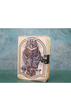 Baykuşlu Deri Defter Çok Renkli