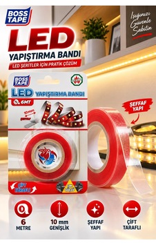 Led Yapıştırma Bandı 6 Metre 10 Mm Şeffaf Çift Taraflı Güçlü Led Şerit Sabitleme Bandı Led Yapıştırma Bandı 6 Metre 10 Mm Şeffaf Çift Taraflı Güçlü Led Şerit Sabitleme Bandı