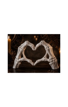 Beyaz İskelet El Kalp Heykeli Gotik Dekoratif Biblo 20x19x15 Cm Beyaz İskelet El Kalp Heykeli Gotik Dekoratif Biblo 20x19x15 Cm
