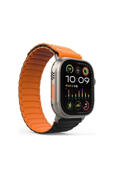 Apple Uyumlu  Watch  Ultra 49 mm Zore Krd-122 Silikon  Kordon Strap Kayış-siyah-turuncu