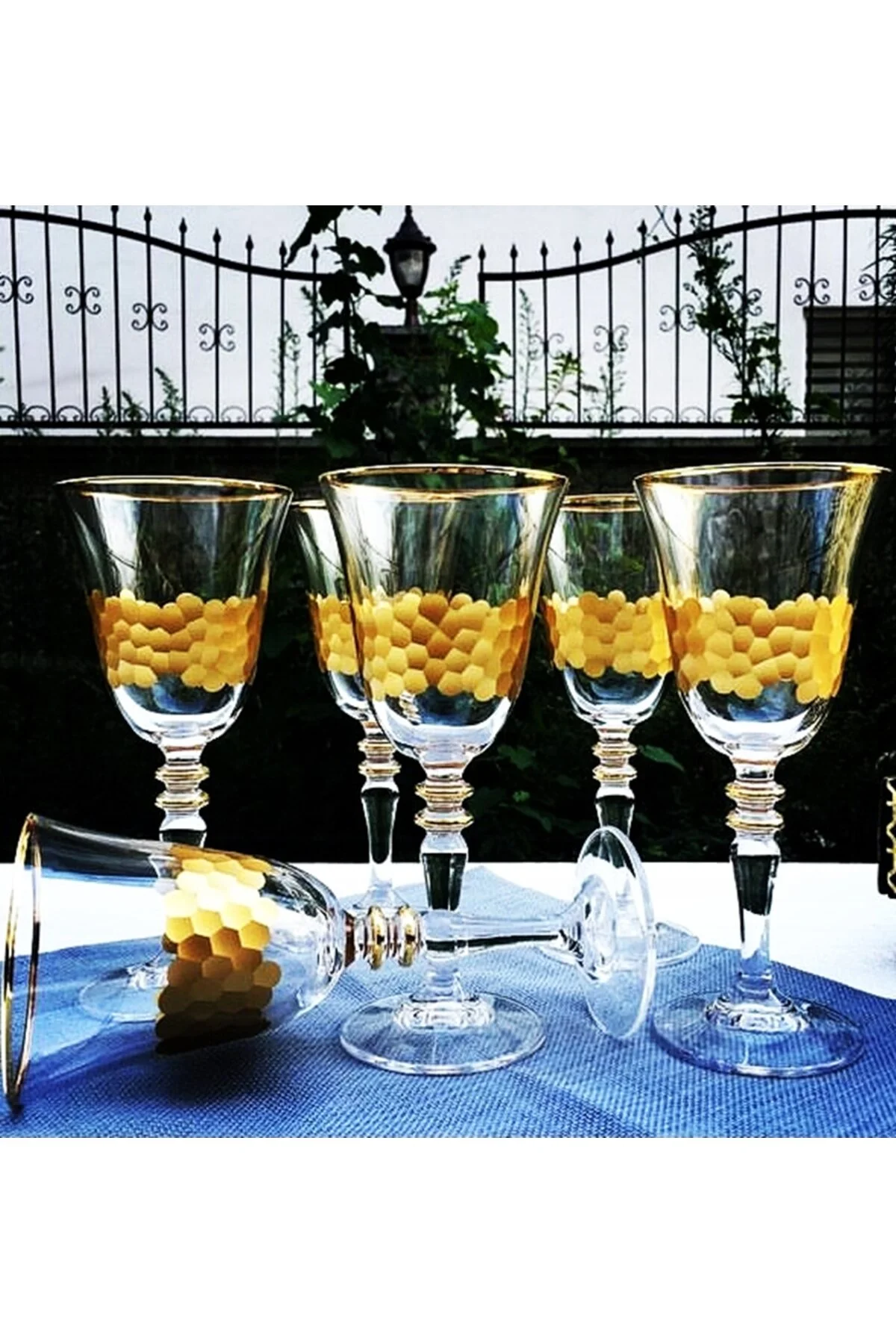 Petek Gold 6 Adet Ayaklı Bardak Kadeh Paşabahçe Gold - Şeffaf Petek Gold 6 Adet Ayaklı Bardak Kadeh Paşabahçe Gold - Şeffaf