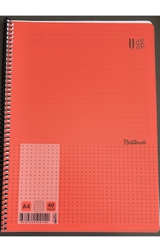 Udep A4 Noktalı Spiralli Notebook 40 Yaprak Kırmızı Kapak Bullet Journal Defter