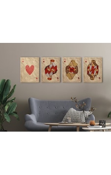 Bk Home İskambil Tasarımlı 4'lü Kanvas Tablo 50x70cm-2 Bk Home İskambil Tasarımlı 4'lü Kanvas Tablo 50x70cm-2