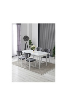 70x110 Sabit Masa Ve 4 Adet Elma Sandalye Gri Gri 70x110 Sabit Masa Ve 4 Adet Elma Sandalye Gri Gri