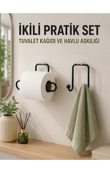 Duvara Yapışkanlı 2 Li Düzenleme Seti Havlu Askısı Ve Tuvalet Kağıdı Tutucu Diğer Duvara Yapışkanlı 2 Li Düzenleme Seti Havlu Askısı Ve Tuvalet Kağıdı Tutucu Diğer