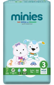 Minies Bebek Bezi Midi 3 Beden 4-9 Kg 50 Adet 2 Adet Minies Bebek Bezi Midi 3 Beden 4-9 Kg 50 Adet 2 Adet
