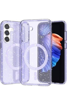 Galaxy S23 Fe Kılıf M-safe Şarj Özellikli Parlayan Simli Saydam Renkli Zore Allstar Kapak Mor Galaxy S23 Fe Kılıf M-safe Şarj Özellikli Parlayan Simli Saydam Renkli Zore Allstar Kapak Mor
