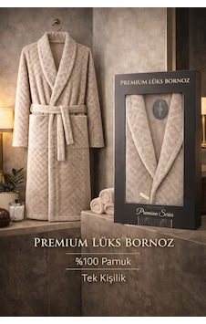 %100 Pamuktan Üretim Premium Lüks Bornoz Özel Çantalı Ekru %100 Pamuktan Üretim Premium Lüks Bornoz Özel Çantalı Ekru