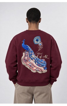 Respire Erkek Natural Patch Detaylı Oversize Sweatshirt Bordo Respire Erkek Natural Patch Detaylı Oversize Sweatshirt Bordo