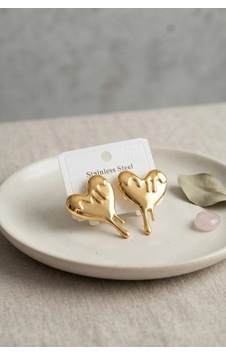 Mey İthalat 316l Çelik Gold Renk Melting Heart Model Küpe Altın Mey İthalat 316l Çelik Gold Renk Melting Heart Model Küpe Altın