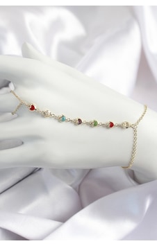 Pirinç Renkli Kalpli Zirkon Taşlı Y Model Gold Renk Kadın Şahmeran Gümüş