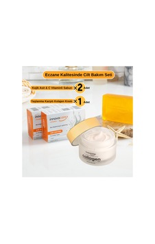 Kolajen Krem & Kojik Asit Leke Karşıtı Sabun Seti - Cilt Tonu Eşitleyici, Sıkılaştırıcı Yaşlanma Karşıtı Bakım Seti 1 Krem 50ml + 2 Sabun 120gx2