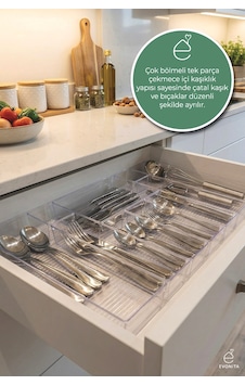 Çekmece İçi Kaşıklık Organizer Seti Şeffaf Mutfak Çatal Bıçak Düzenleyici Bölmeli Set 10 Parça Renkli Çekmece İçi Kaşıklık Organizer Seti Şeffaf Mutfak Çatal Bıçak Düzenleyici Bölmeli Set 10 Parça Renkli