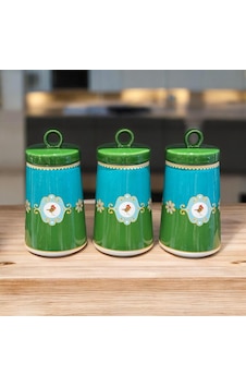 3'lü Lüks Bird Green Soho Kavanoz Seti-4653 Yeşil 3'lü Lüks Bird Green Soho Kavanoz Seti-4653 Yeşil