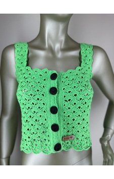 İvita Çok Tarz El Yapımı Tığ Örgüsü Crop Top Yeşil İvita Çok Tarz El Yapımı Tığ Örgüsü Crop Top Yeşil
