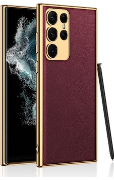 More TR Galaxy S23 Ultra Kılıf Deri Görünümlü Kenarları Elektroplating Kaplama Zore Fizyon Kapak - KIRMIZI More TR Galaxy S23 Ultra Kılıf Deri Görünümlü Kenarları Elektroplating Kaplama Zore Fizyon Kapak - KIRMIZI