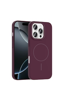 Noktaks - İphone 16 Pro Uyumlu Kılıf Magsafe Özellikli Ruby Sert Kapak - Mürdüm - T36612