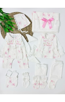 Alpbebe Florida İlkbahar Organik Müslin 10 Parça Yenidoğan Set - Pembe Pembe