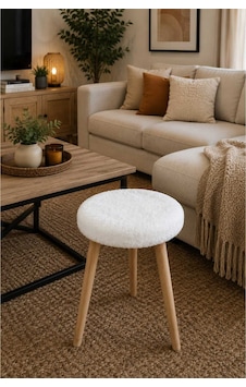 Solo Teddy Kumaş Kaplı Tabure Puf Makyaj Masası Mutfak Balkon Salon Ahşap Ayaklı Tabure Beyaz Beyaz Solo Teddy Kumaş Kaplı Tabure Puf Makyaj Masası Mutfak Balkon Salon Ahşap Ayaklı Tabure Beyaz Beyaz
