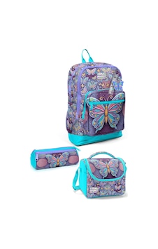 Coral High Kids Pastel Renkli Kelebek Desenli Desenli 3 Lü Okul Çanta Seti Set0133206 Amber