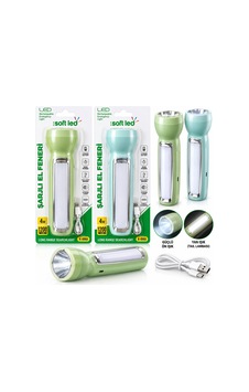 Softled K-0965 2in1 Şarjlı El Feneri Usb Ve Type-c 1 Led 1.2w Ve 14 Led 2.4w Softled K-0965 2in1 Şarjlı El Feneri Usb Ve Type-c 1 Led 1.2w Ve 14 Led 2.4w