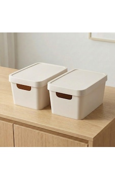 Selka Home Kapaklı 2'li Organizer Kutu Ekru Selka Home Kapaklı 2'li Organizer Kutu Ekru