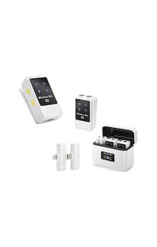 Kablosuz Çiftli Yaka Mikrofon Seti Type-c Lightning Şarj Üniteli Beyaz Q12 Tg 5klfk5h Kablosuz Çiftli Yaka Mikrofon Seti Type-c Lightning Şarj Üniteli Beyaz Q12 Tg 5klfk5h