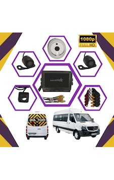Kayıtlı Servis Okul Taşıtları 4 lü Kamera 7 inç Monitör Full Set