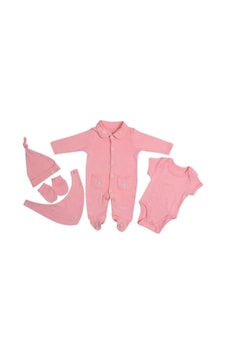 Kız Bebek Pembe Pierre Cardin Çiçekli Pc Kız Tulum Set Açık Bej
