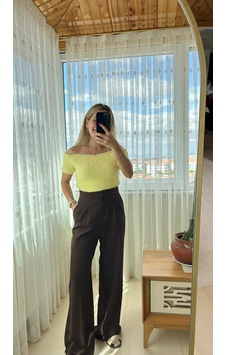 Elif Tarakçı Butik Kahverengi Kuma Pantolon Acı Kahverengi