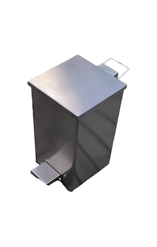Paslanmaz Metal Amortisörlü Pedallı Kare Kapaklı Çöp Kovası 20 lt Metal