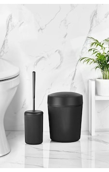 Banyo Çöp Kovası Ve Tuvalet Fırçası Seti 087 Siyah