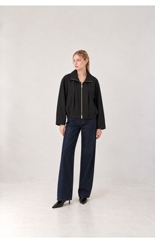 Mitodo Oversize Dik Yaka Tam Fermuarlı Bondi Kumaş Düşük Kol Kadın Ceket siyah Mitodo Oversize Dik Yaka Tam Fermuarlı Bondi Kumaş Düşük Kol Kadın Ceket siyah